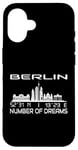 Coque pour iPhone 16 Coordonnées GPS Allemagne vacances capitale Berlin Skyline