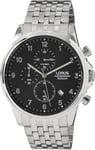 Lorus Men's Chronograph Watch Black Dial Silver Strap RM335JX9