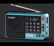 Récepteur radio numérique portable,mini radio FM,gamme complète,haut-parleur Bluetooth avec écran LED,disque U,carte TF,lecteur de musique MP3 - Type Blue