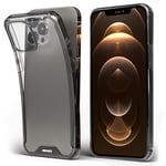 Moozy Xframe Coque antichoc pour iPhone 12, iPhone 12 Pro – Coque transparente à bord noir, coque hybride double couleur transparente avec bord en TPU absorbant les chocs - Neuf