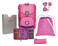 DerDieDas ErgoFlex Easy Ensemble Cartable 5 pièces Motif Licorne, Rose Bonbon, ErgoFlex Easy Set