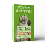 VETOCANIS Ô Naturel - Bouchées Beauté Pelage pour Chat - Friandises pour Chats à l'huile de Saumon à Utiliser comme Récompense pour Chat - Nourriture pour Chats - 24 Bouchées - 36 g