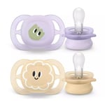 Philips Avent Soother Ultra Start Napp Lila/Gul 0+ månader 2 st