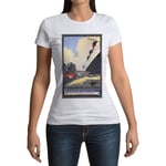 T-Shirt Femme Col Rond Paris New York Paquebot Affiche Poster Vintage Voyage Art Deco 30's