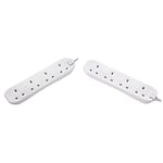 Masterplug BFG5-MP Four Socket Extension Lead, 5 Metre, 13 Amp, White & BFG110N-MP Four Socket Long Extension Lead, 1 Metre, White