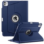 FINTIE Coque pour iPad Pro 11 Pouces 2024 M4 (A2836 / A2837 / A3006) - [Rangement de Stylet] Coque Rotative à 360° Étui Pivotant, Housse Veille/Réveil Automatique, Bleu Marine