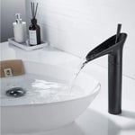 Vuszr - Robinet de salle de bain cascade, robinet de salle de bain noir avec robinet de bassin cascade cascade chaude et froide, robinet de lavabo en
