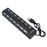 Hub multiprise USB 2.0 - 7 ports - interrupteur Switch on off - Noir