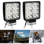 2PCS 48W Phare de Travail Carre a Leds dc 12V 24V Quad Camion Bateau Tracteur Offroad Imperméable - Randaco