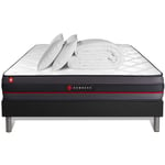 Somness - Ensemble matelas sommier Regen 160 x 200 cm - Couleur : Noir avec 2 oreillers et couette