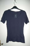 M&S Ribbed T Shirt Short Sleeves 100% Cotton Navy UK 6 EUR 34 BNWT