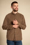 French Connection Mens Cotton Cord Long Sleeve Shirt - Khaki - Size X-Large