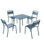 Ensemble table + chaise en acier bleu 4 places - CONCEPT USINE - Bergame - Jardin - Extérieur - Contemporain