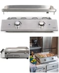 Plancha INOX grill électrique Professionnelle 2800W Grande surface de cuisson antiadhésive 2 thermostats ajustables