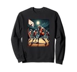 Werewolves Playing Basketball Under a Full Moon on Halloween Sweatshirt