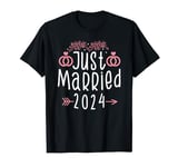 Just Married 2024 with Heart for Wedding and Honeymoon T-Shirt