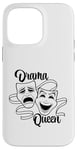 Coque pour iPhone 14 Pro Max Masques de théâtre comédie et tragédie Drama Queen Black Line