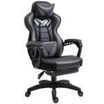 Gaming Chair Ergonomic Reclining with Manual Footrest Wheels Stylish