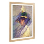 Big Box Art Framed Print of Edmund C. Tarbell The Blue Veil Design | Wall Art Picture | Home Decor for Kitchen, Living Room, Bedroom, Hallway, Oak, A2 / 24.5x18 Inch / 62x45cm