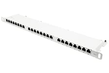 Panneau de Brassage/Panneau de Brassage - 19" - Montage Serveur/Montage en Rack - Cat. 6, 250 MHz - Compatible GIGABIT - 24 Ports - 0,5 U - Blindé STP - Ouverture sans Outil - Blanc Pur (RAL9010)