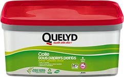 Quelyd Colle Tous Papiers Peints Avec Indicateur Coloré en Pâte – Prête à l'Emploi – Papiers Peints Intissés, Standards, Vinyles et Spéciaux – Sans Solvant – Seau de 3 Kg, Rose