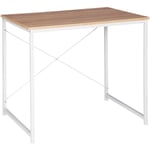 WOLTU Bureau d’ordinateur. Table de bureau en bois et acier. Table de travail. 80x60x70 cm. Blanc + chêne clair