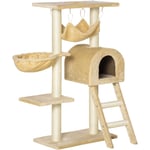 Arbre à chat griffoir arbre à grimper tour de jeu stable à plusieurs niveaux centre d'activités hauteur 98 cm beige