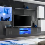 Ensemble Meuble TV "Switch XXIII" 250cm Blanc & Gris