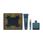 Versace 100ml Eros Eau De Toilette +Shower Gel + Travel Spray Gift Set for Men