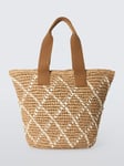 John Lewis Raffia Tote Bag, White/Natural Paper