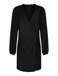 ONLY Onlalma Life Vis L/S Gina Dress Solid Robe, Noir, L Femme