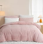 Sedefen Housse de Couette 200x200 cm Rose Peluche Flanelle Hiver Chaude Duveteuse Parure de lit 2 Personnes + 2 Taies d'oreiller 65x65cm Adulte Ado Linge de lit Avez Fermeture Éclair