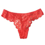 YUHOOE Women's Briefs Knickers,Ladies Ruffle Lace G-String Charming Thong Lingerie Soft Low Waist Breathable Seamless T Panty Panties Temptation Transparent Underwear(Red),M (Waist 63,93cm)