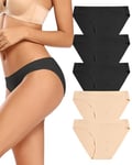 VOENXE Culotte Femme sans Couture,Invisible sous-vêtements Slips Taille Basse,Bas de Bikini Élastique,Culotte Sport Femme,Seamless Women Underwear Panties,Multipack Lot de 5