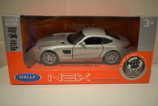 Welly Silver Mercedes AMG GT Diecast Opening Doors Model Pull Back