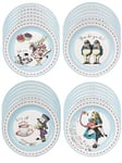 Talking Tables 24 Assiettes Jetables Alice au Pays des Merveilles - Vaisselle Jetable Goûter Festif Chapelier Fou - Assiettes Jetables Anniversaire, Baby Shower, 4 Motifs - Assiettes Carton 23 cm