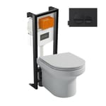 Pack WC suspendu sans bride  JACOB DELAFON Elite + bâti-support + plaque Noir brillant/Noir mat