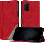 Étui Pour Samsung Galaxy S20 Plus, Housse En Cuir Pu Avec [Protection Antichoc Tpu] [Fonction Support] [Porte-Cartes ] Antichoc Magnétique Coque Pour Galaxy S20 Plus - Rouge