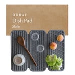 Dorai Home Dish Pad – Collapsible Kitchen Dish Drying Mat – Wrapped in Silicone Webbing to Protect Dishes – Dries Instantly – Modern and Stylish – Minimal Design to Match Any Countertop – Slate