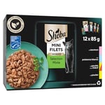 SHEBA® Mini Filets en sauce Sélection mixte sachets fraîcheur pour chat adulte 4 variétés 12x85g