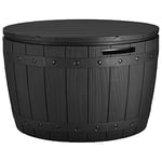 YITAHOME Coffre de Rangement Ronde de 127L, Boîte de Rangement Extérieure pour Coussin de Table de Patio, Accessoires de Piscine, résine Imperméable et Montage Facile léger, Noir