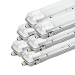 Kit de Réglette LED IP65 + 2 Tube Néon LED 120cm T8 18W (Pack de 6) - Blanc Neutre 4000K - 5500K - SILAMP