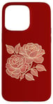 Coque pour iPhone 15 Pro Max Art floral rose botanique, style minimaliste