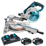 Makita DLS713 18V 190mm Slide Compound Mitre Saw + 2 x 5.0Ah Batteries & Charger