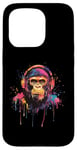 Coque pour iPhone 15 Pro Gorilla Lovers Pop Art portant des écouteurs amusants Gorilla