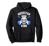 Rockstar King Skull Crown Crossed Guitars Pullover Hoodie