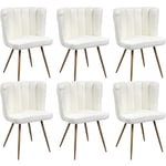 Altobuy - fjard - Lot de 6 Fauteuils Blanc Tissu Bouclettes