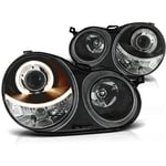 Viking Choice - Phares double halo jantes vw polo 9N 11 01-04 05 angel eyes noir