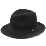 Fedora Hat Trilby Black Hawkins Cap Wool Felt Ladies Men Band Brim