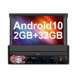 Vanku Android 10 Single Din Car Stereo with QCM Bluetooth 5.0, Sat Nav Support Android Auto, DAB+, Backup Camera, 1s Fast-boot, 7" Touch Screen